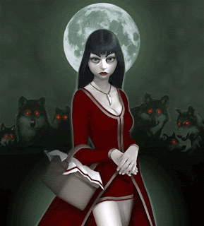 Gif animé gothique femme et loup
